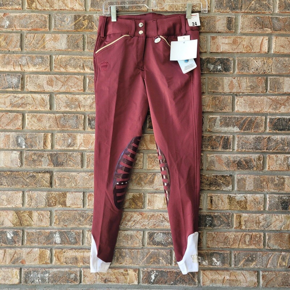George H Morris Ladies Derby Silicone Knee Patch Breeches Pants Size 24 NEW